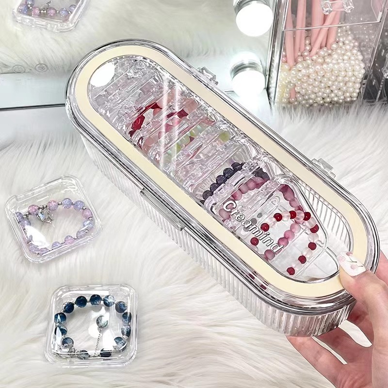 Picture of Handstring Storage Box Transparent Acrylic Crystal Beaded Bracelet Special Sealed Box Anti-oxidation Portable Jewelry Box
