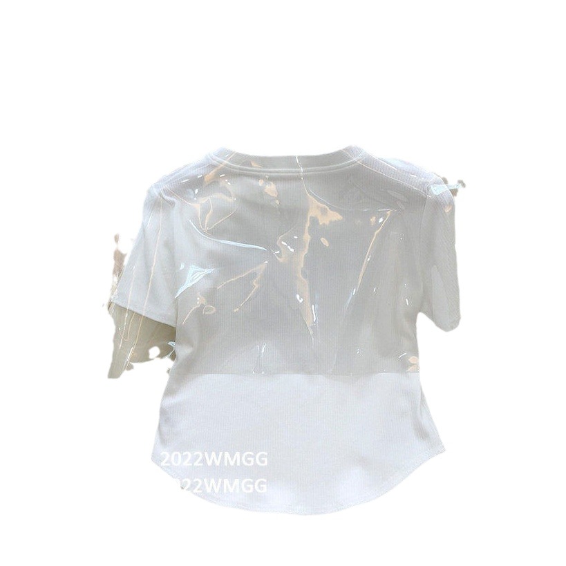 High-end Hot Rhinestone White Short-sleeved T-shirt Women's Summer Design Sense Niche T-shirt Loose Slimming Spice Girl Top Ins Trendy