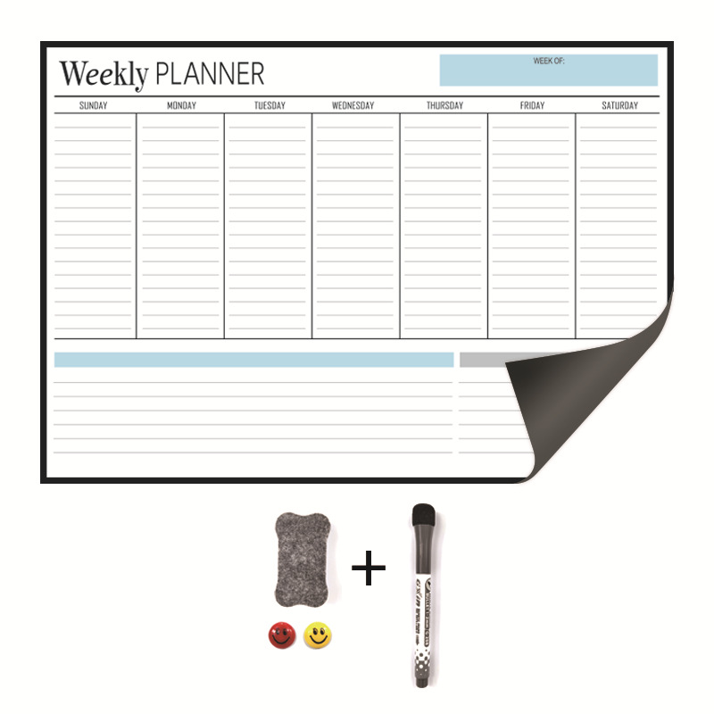 Picture of in stock Whiteboard Erasable Calendar Post suit Weekly Schedule Custom Movable Magnetic Message Board Refrigerator Sticker