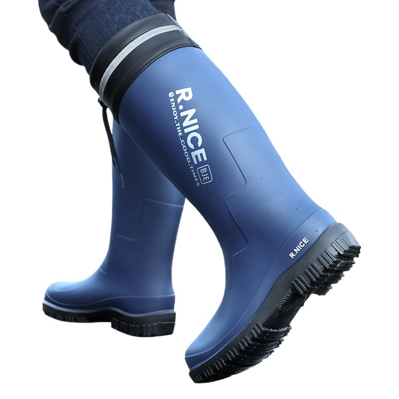 Bimei rain boots men's long waterproof shoes non-slip fishing overshoes fleece-lined water boots cotton cover silicone shoes rain boots men