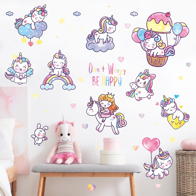 Cartoon Pink Pony children's room bedroom sofa wall background stickers wall stickers HT94001