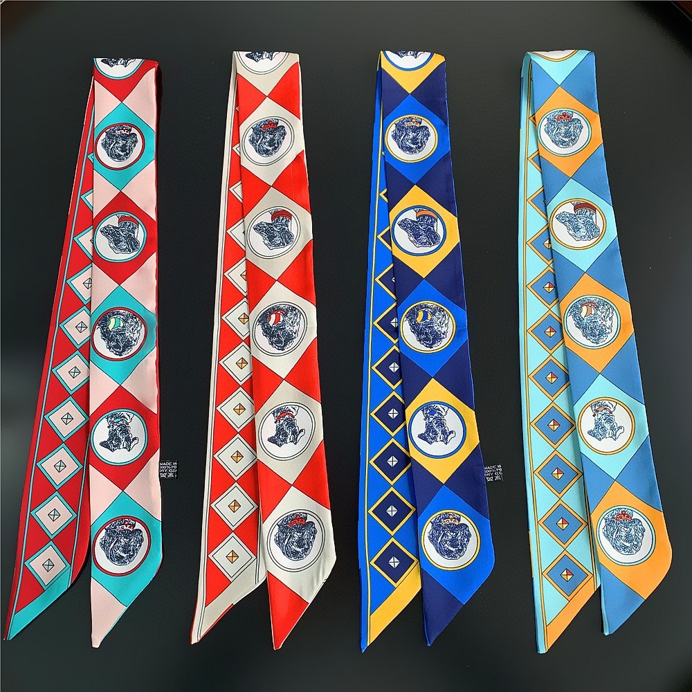 Summer Silk Scarf Thin Narrow Long Small Scarf All-match Wided Hair Ribbon Tie Bag Long Belt Hair Tie Ribbon Hair Band