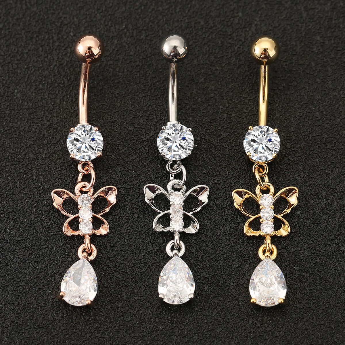 Belly ring body piercing jewelry butterfly zircon belly button ring amazon belly button nail fashion belly button buckle