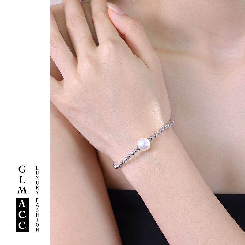 Simple, Fashionable and Trendy Hand Jewelry, Imitation Mapei Pearl Round Beads Single Bead Bracelet, Women's Bracelet, Light Luxury and High-End Feel