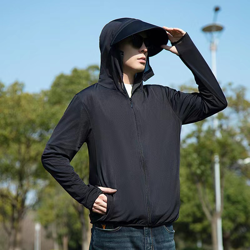 Picture of Jiao's Same Style Summer Ice Silk Non-Uv Protection Clothing for Men and Women with Brim, Non-Uv Protection, Breathable, Quick-Drying Fishing Sun Protection Clothing