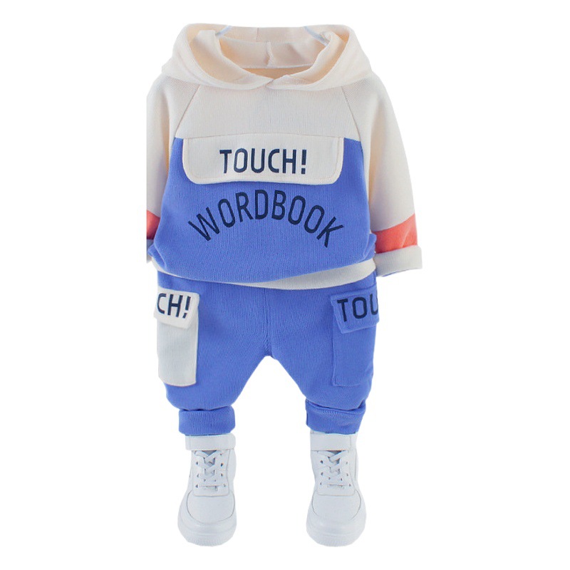 Spring and autumn new children's casual sportswear suit boys hooded long sleeve sweater two-piece factory in stock wholesale