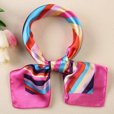 Picture of Small Square Scarf Korean Professional Silks and Satins Versatile Bank Stewardess Train Member Business Fashion Decorative Women's Scarf