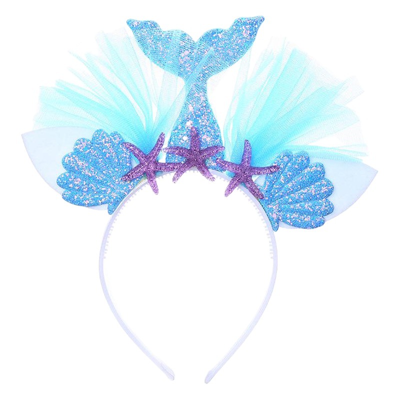 Rainbow Mermaid Hairband European and American Children's Fine Hair Accessories Princess Mermaid Mesh Flower Animal Hair Accessories