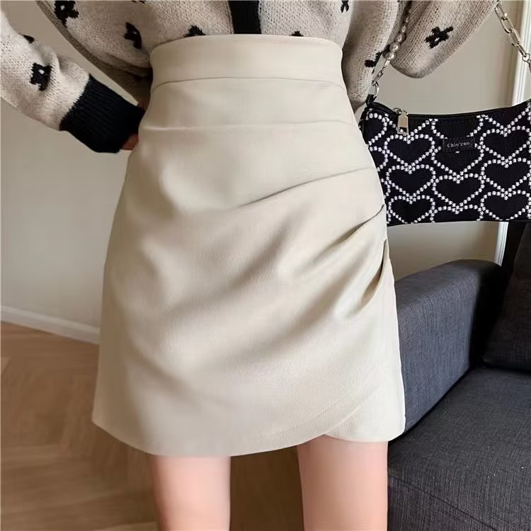 Women's plus size Pleated Zou Summer Slimming High Waist Hip Skirt A Short Skirt chubby girl Belly Covering New Irregular Skirt Character