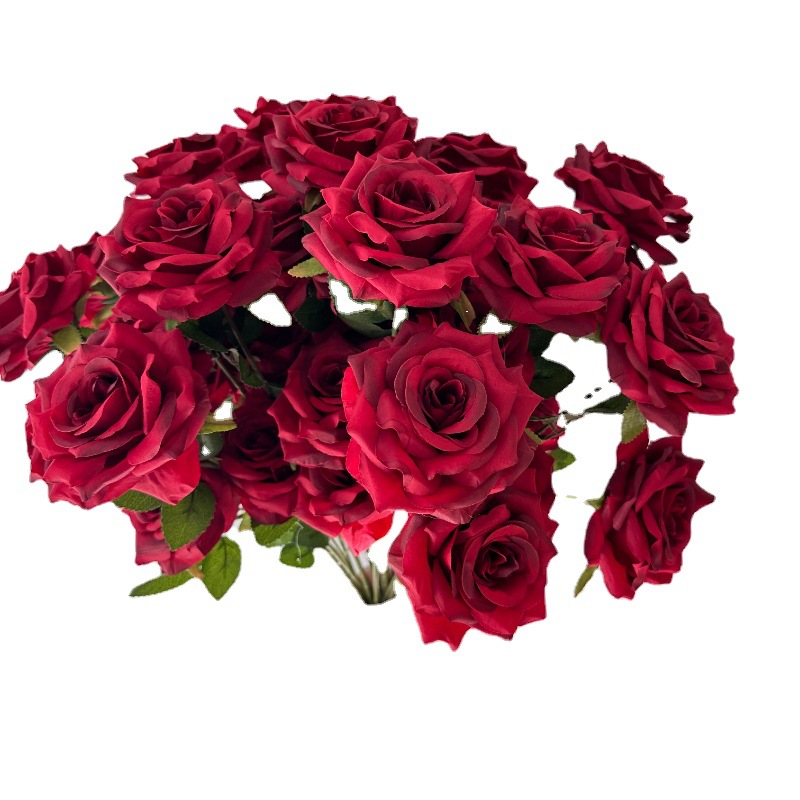 Picture of New 3-Head Diamond Rose Artificial Flower Wedding Hall Decorative Flower Artificial Flower Amazon Export Bouquet Rose Flower