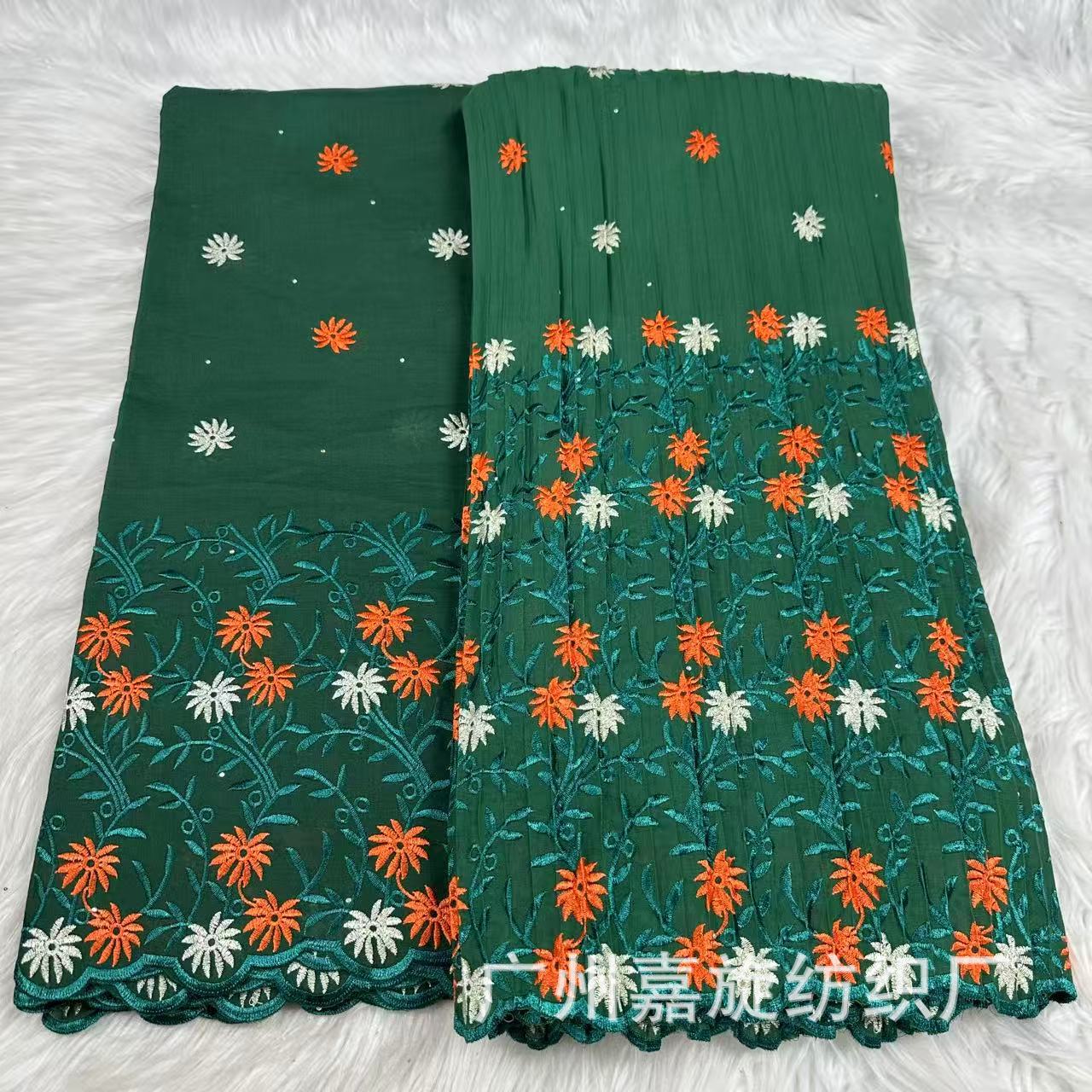 African Ethnic Style Embroidered Fabric Plant Embroidery Cotton Lace Fashion Fabric African Cotton Lace