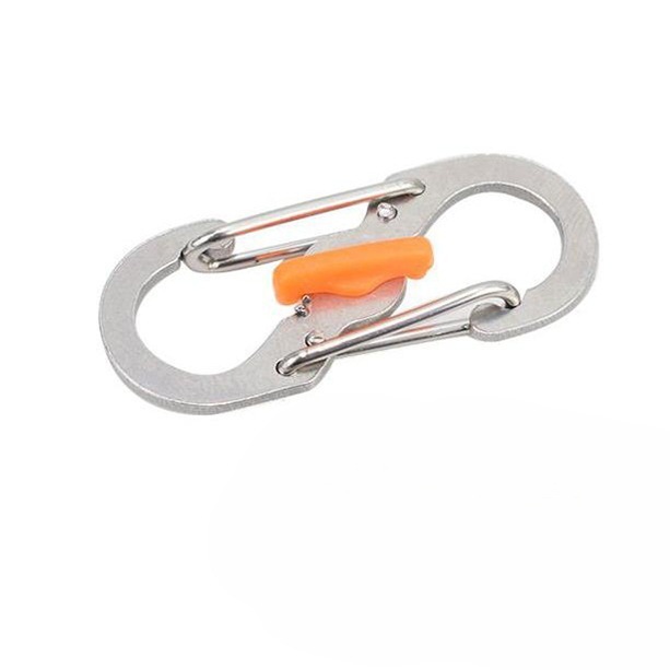 Picture of Fox Small size stainless steel 8-word buckle with lock anti-theft S buckle key chain travel bag buckle