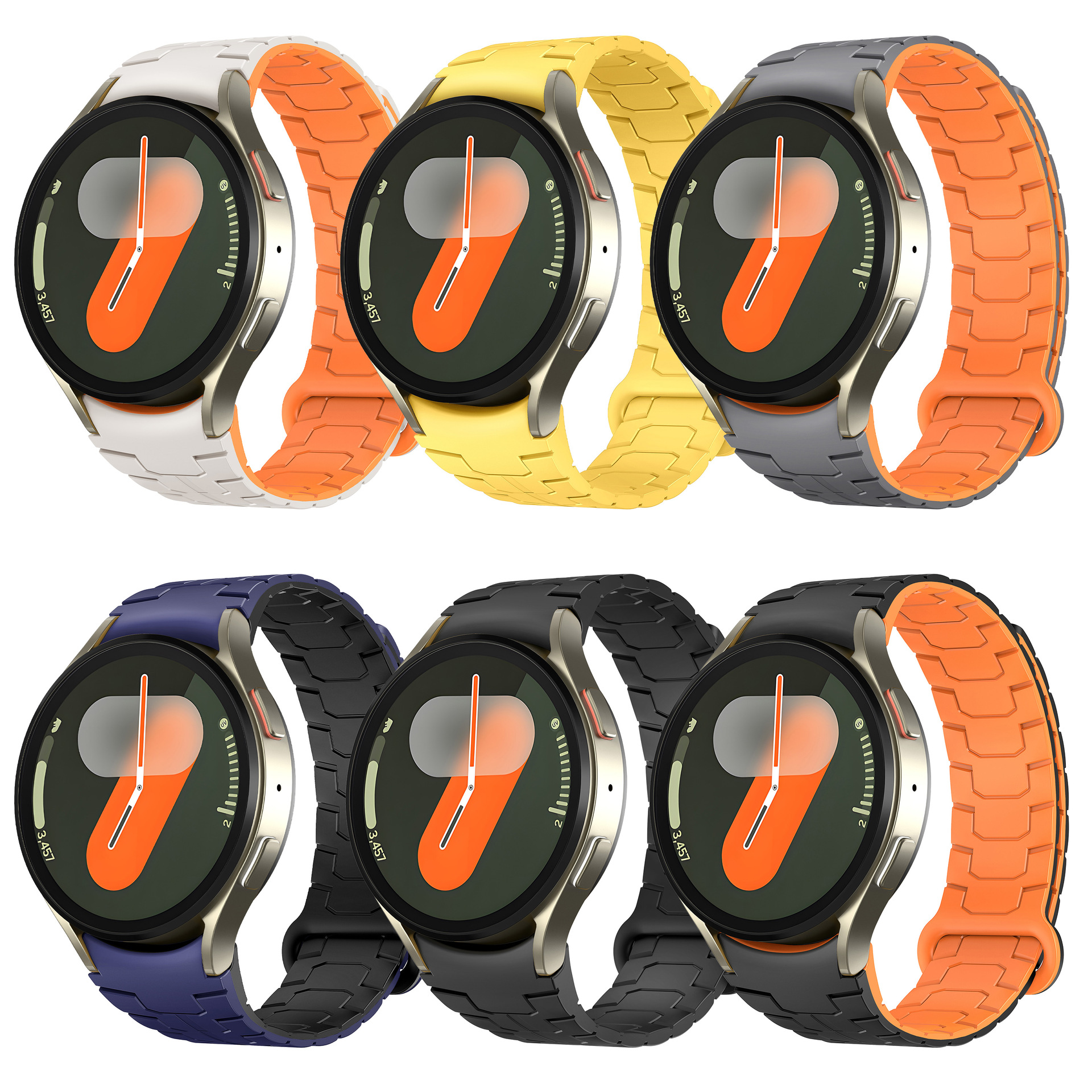 For Samsung watch with steel dragon scale magnetic silicone watch4567 smart watch contrast strap 20MM