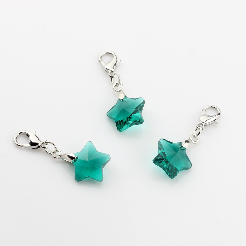 Picture of Crystal bead five-pointed star hanging lobster clasp pendant handmade children's student pencil star Small pendant ornaments