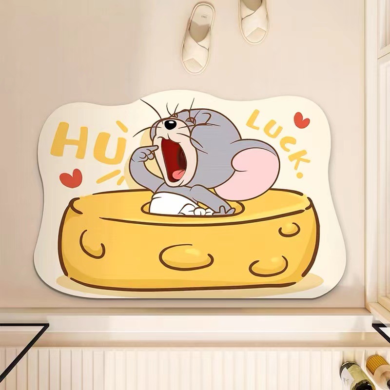 Bathroom Floor Mat Cartoon Cute Diatom Mud Absorbent Quick-drying Toilet Door Dirt-resistant Anti-slip Anti-drop Toilet Foot Mat