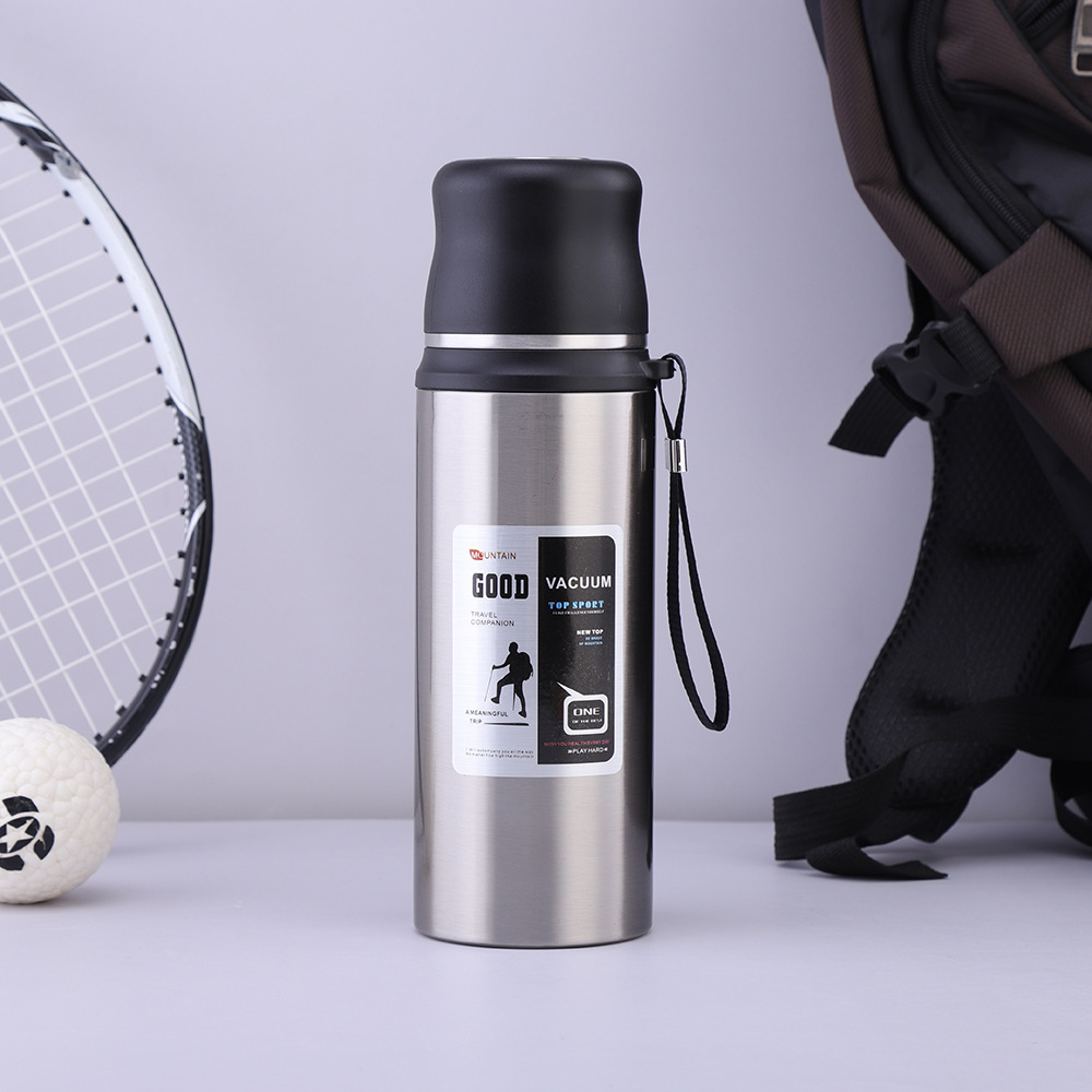 Picture of New large capacity 304 stainless steel vacuum cup one Cup double lid outdoor water cup high-looking portable student kettle