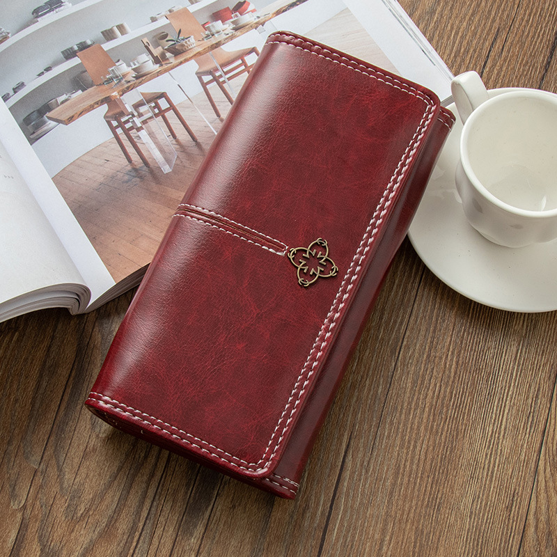 Women's Wallet Long Retro European and American Zipper Large Capacity Multi-card Foreign Trade Multi-function Two-fold Student Clutch Bag