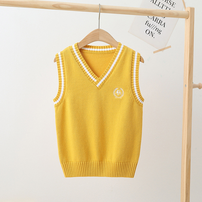 Picture of Children's Knitted Vest College-style Sweater Vest Student Stylisch Pullover Vest Girls Boys White Waistle