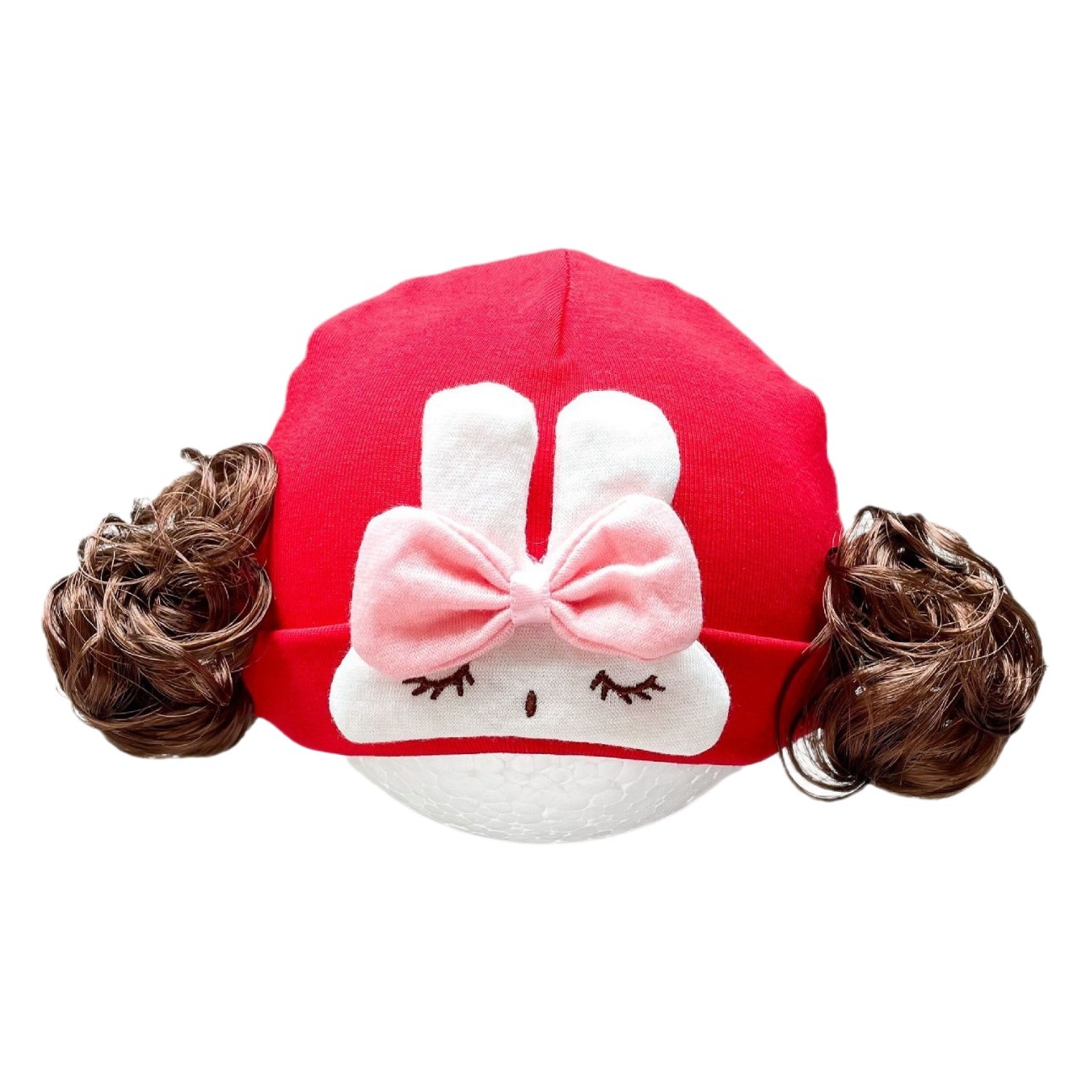 Baby girl spring and autumn hat cute Chinese style red one hundred days full moon festive hat pure cotton new cotton