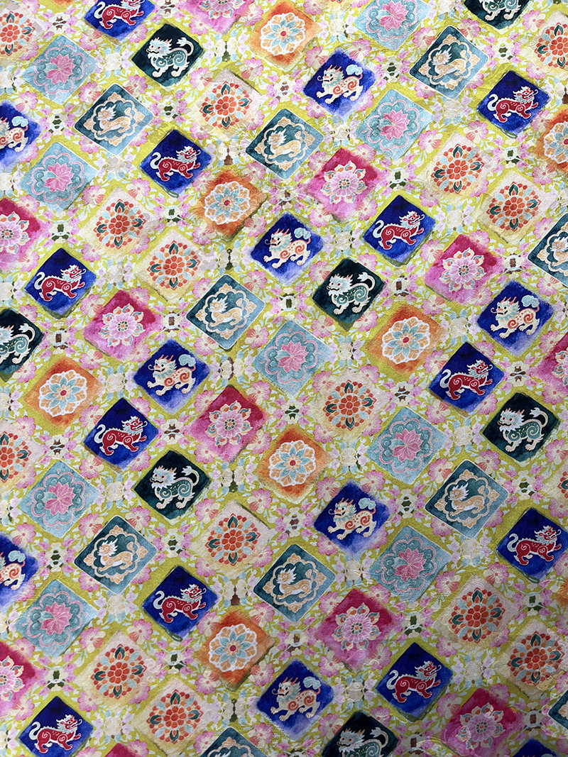 Picture of New Imitation Fragrant Cloud Yarn Double-Sided Digital Jacquard Fabric Spring and Summer Dress Cheongsam Home Wear Han Dynasty Fabric
