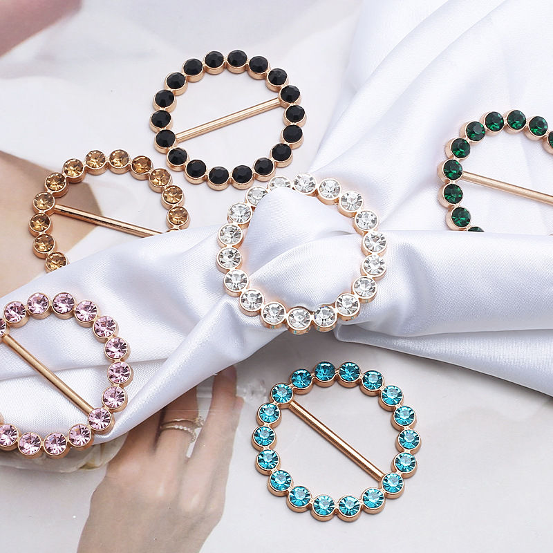 Round Metal Knot Corner Buckle High-end Diamond-encrusted Silk Towel Buckle Korean T-shirt Hem Knot Buckle Decorative Shawl Buckle