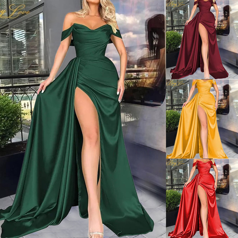 Picture of Bridesmaid Dress Floor-Length Evening Gown Slit Floor-Length Bridesmaid Evening Dress
