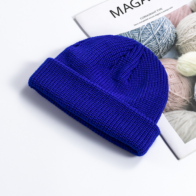 Picture of Melon Skin Hat Men's Korean Style Trendyy Autumn and Winter Woolen Hat Student Fashion Cuffed Yuppie Cold Hat Women's Brimless Knitted Hat