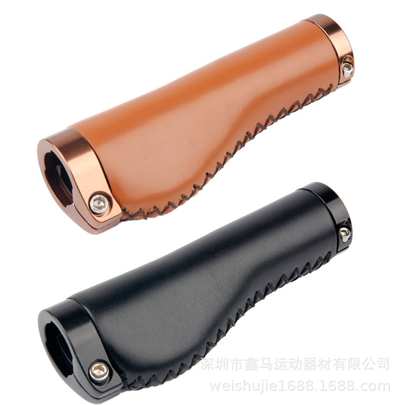 Cross-border mountain bike retro lock handle cover non-slip PU imitation cowhide hand sewing Lady bicycle retro handle cover