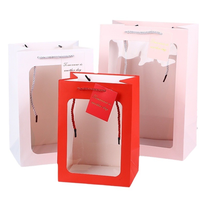 New window gift bag Valentine's Day gift bag bouquet doll window handbag general packaging bag for exhibition