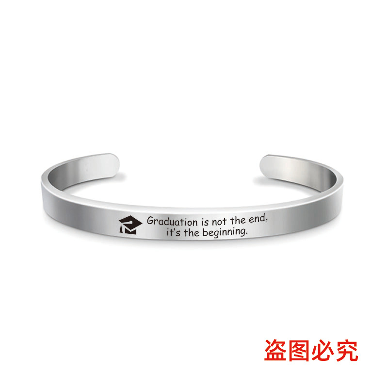 Picture of Bracelet European and American Cross-Border Stainless Steel Bracelet 2025 Graduation Season Doctor's Hat Holiday Gift Engraved Titanium Steel Bracelet