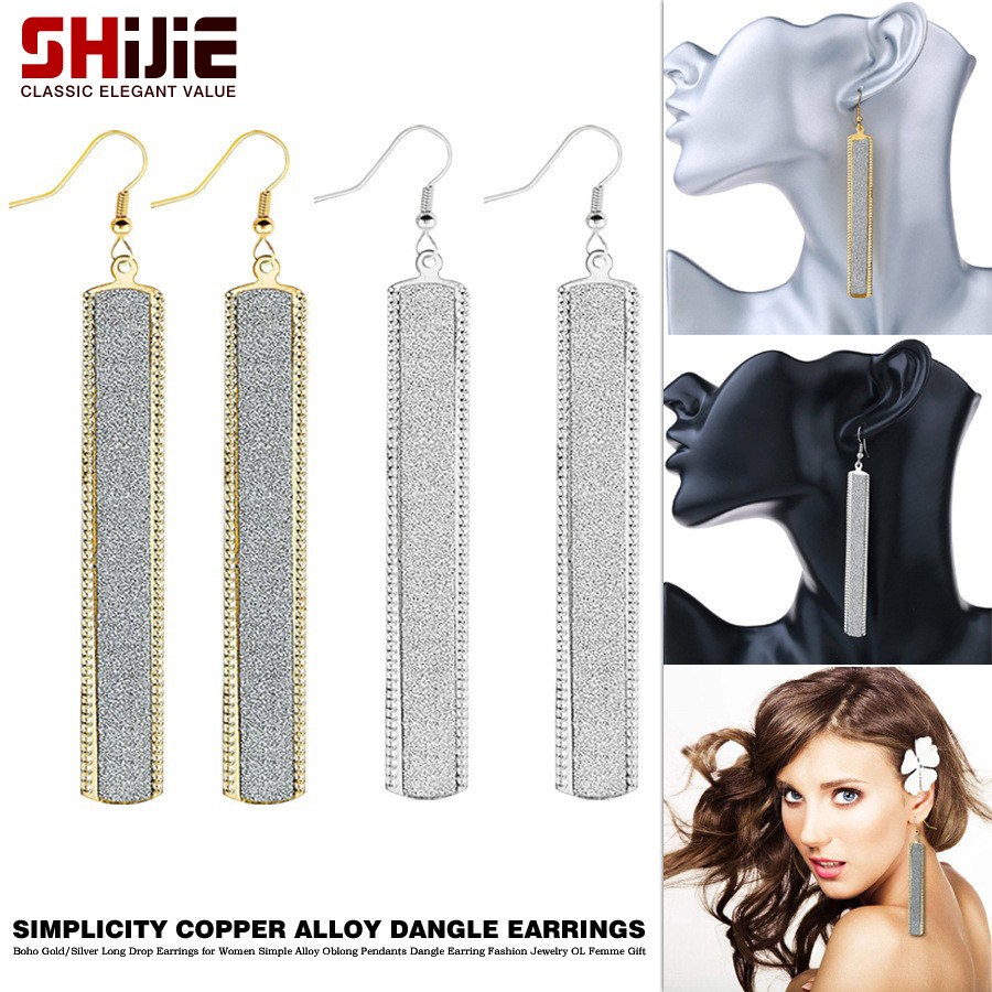 Picture of European and American Fashion Minimalist Nightclub Punk Style Geometric Frosted Strip Shape Earrings Accessories Gifts