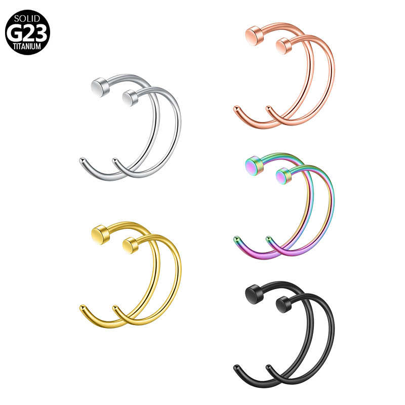 Picture of Cross-border titanium alloy nose nail C- shaped lip ring nasal septum body piercing jewelry nose ring F136/G23 breast ring lip nail