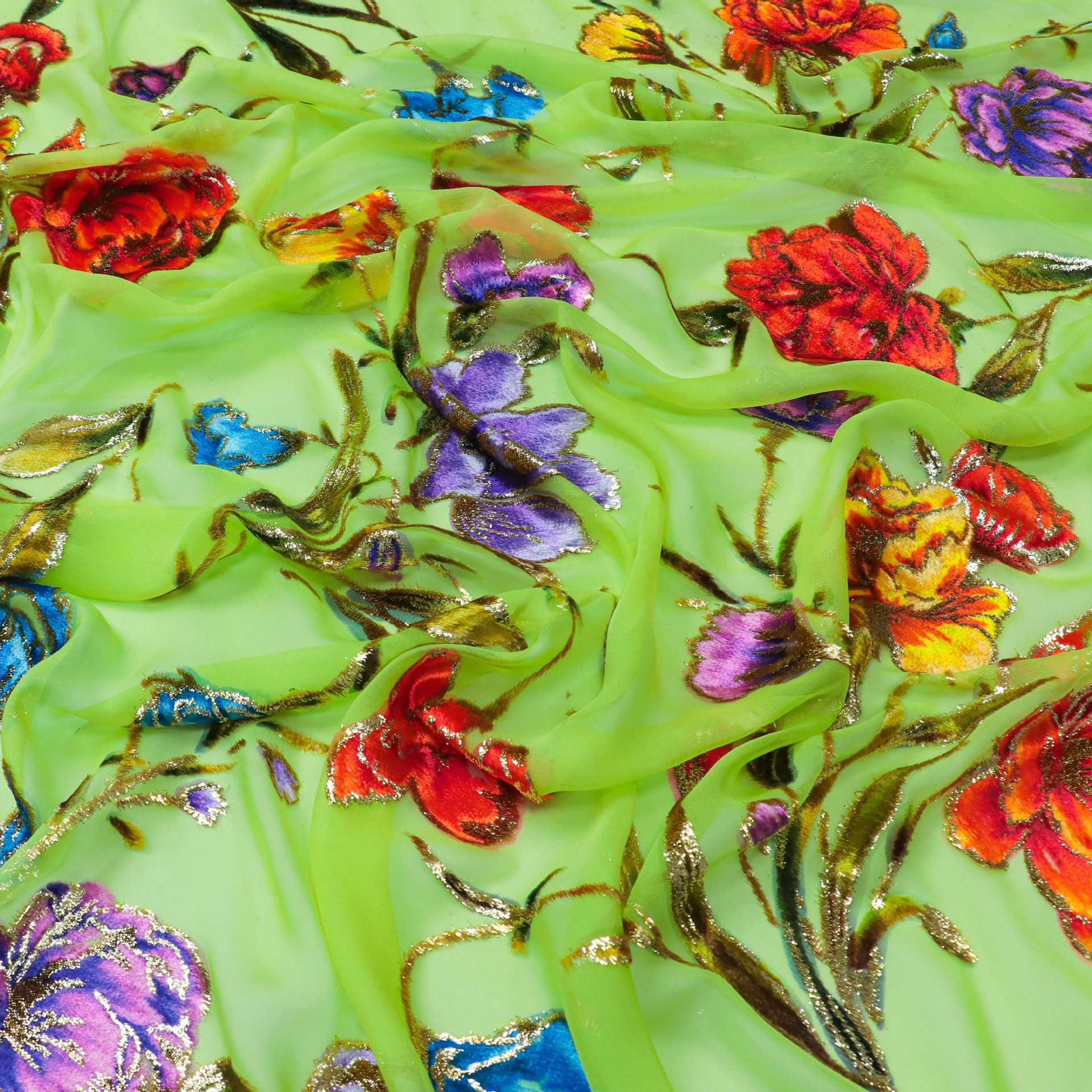 Picture of Factory Wholesale Silk Positioning Hand-Painted Jacquard Velvet Bright Silk Woven Velvet Velvet Fabric Dress Cheongsam Fabric