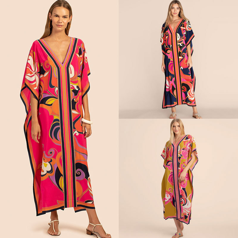 European and American New Silk Wrinkle Positioning Beach Dress Loose Bikini Swimsuit Blouse Seaside Vacation Sunscreen Shirt for Women
