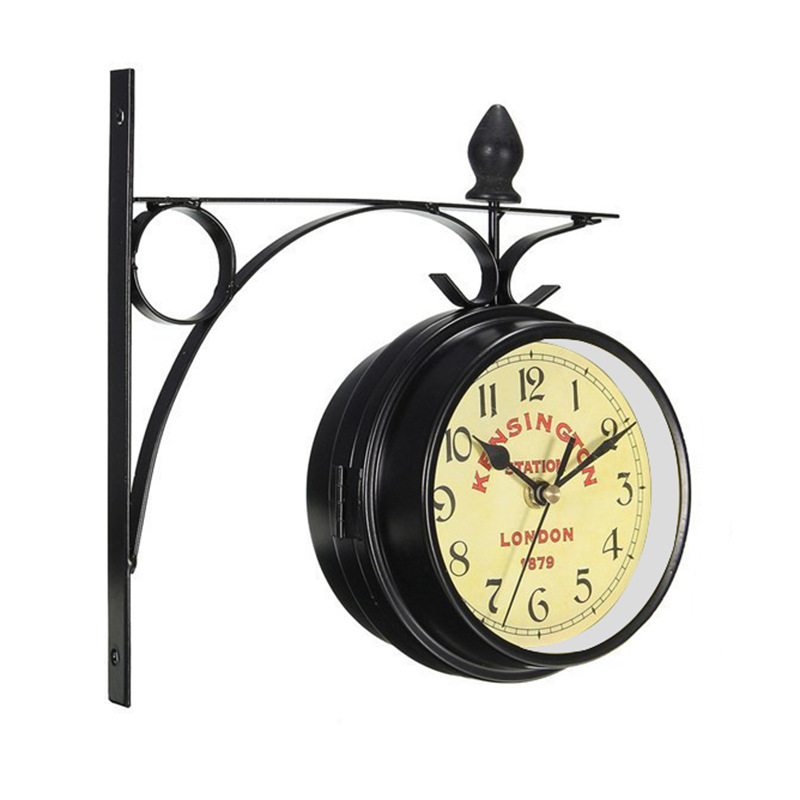 Picture of European-style home creative clocks and wrought iron wall clock manufacturers wholesale retro decorative living room clock double-sided wall clock