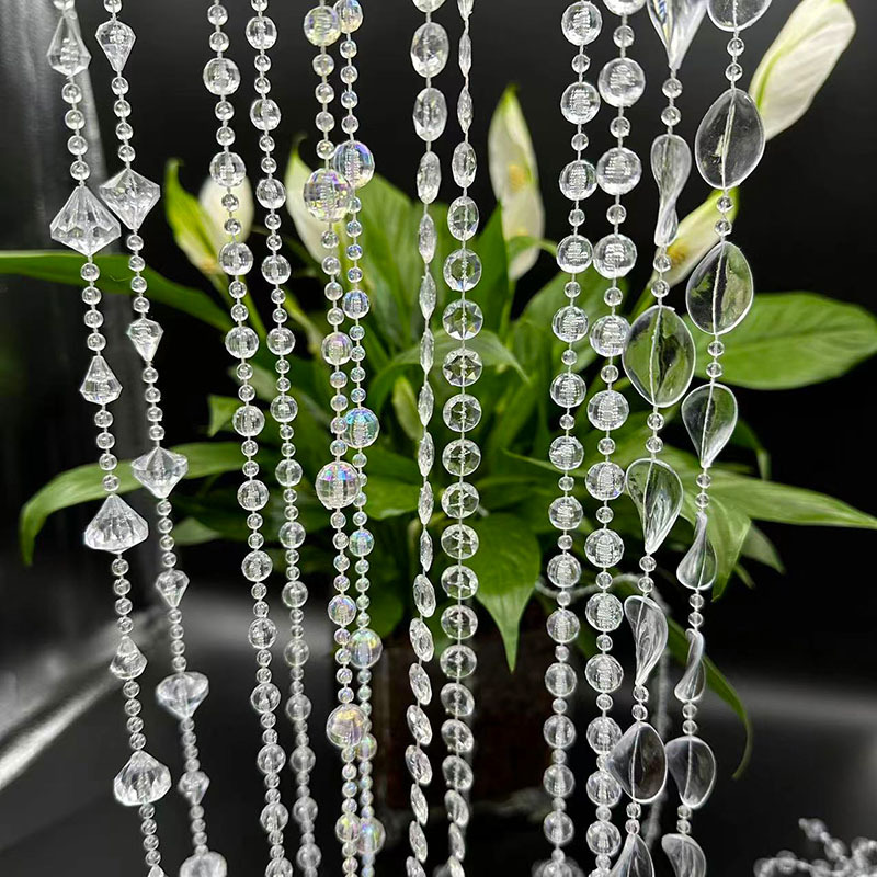 Picture of Acrylic bead curtain line curtain wedding road lead crystal string wedding scene stage ceiling decoration diy door curtain partition