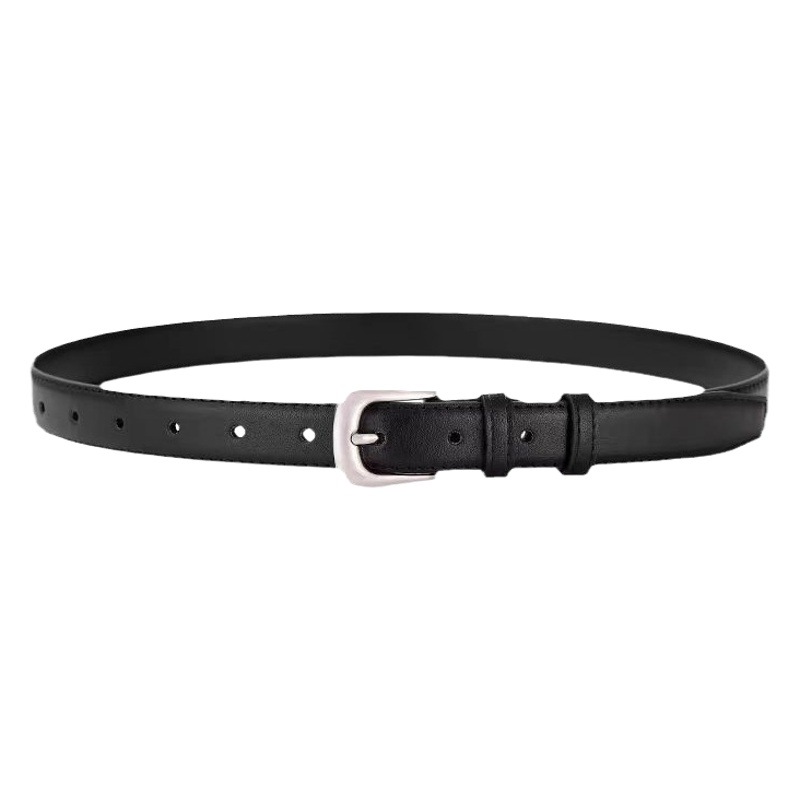 Simple Belt 3.0 Wide silver Pin Buckle Women's New Casual All-match Denim Pants Leather Belt in stock
