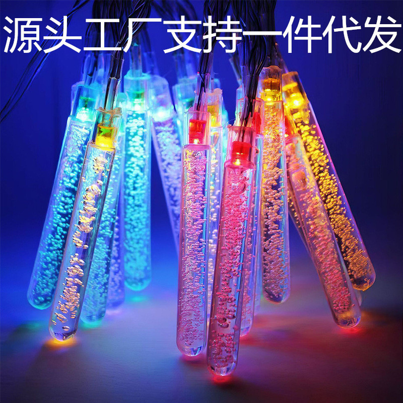 Cross-Border E-Commerce Manufacturers Sell Christmas Decoration Atmosphere Arrangement Lights Led Solar Bubble Stick Column Light String