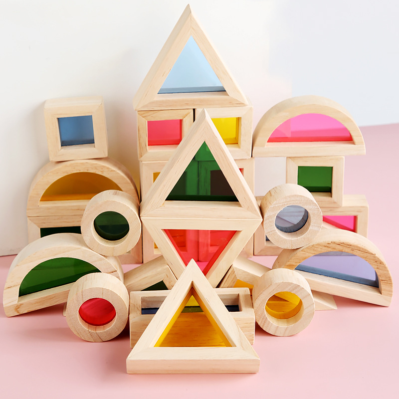 Colorful kaleidoscope acrylic color window children's color cognitive creative collage building blocks intellectual development color lens