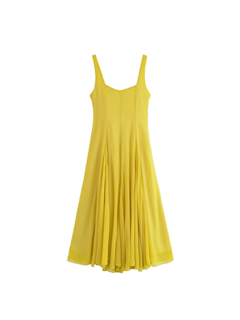 Zr Aliexpress Cross-Border Export Wholesale 2025 Summer New Women's Wide Shoulder Strap Midi Dress