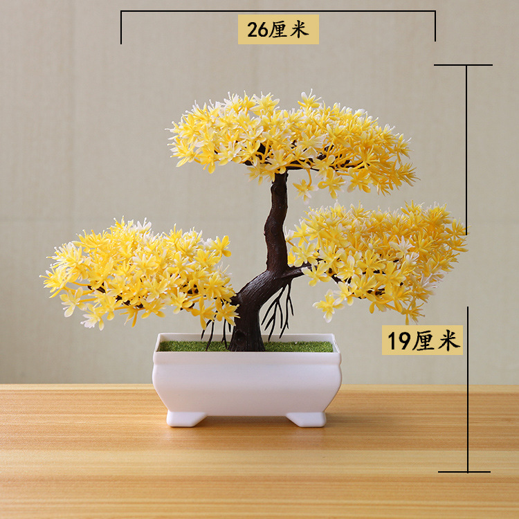 Picture of Sakura Snowball Simulated Plant Potted Grass Ball Bonsai Small Tree Home Decoration Flower Ornament Creative Mini Small Round Ball