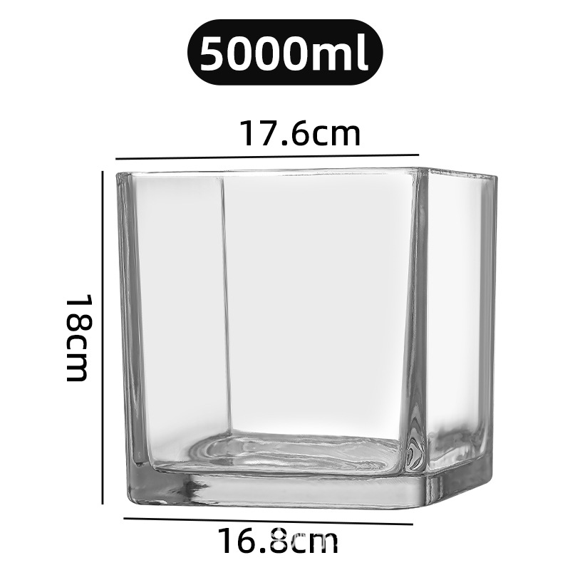 Picture of Wholesale glass aromatherapy candle cup square square cylinder transparent candle holder ornaments flower arrangement hydroponic vase large small size fish tank