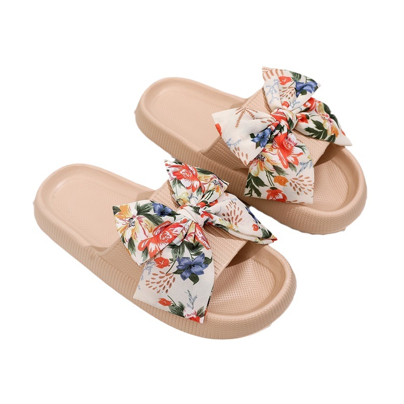 4.5CM thick-soled fashionable bowknot slippers for women Summer cross-border drooping soft bottom sandals home large size shoes