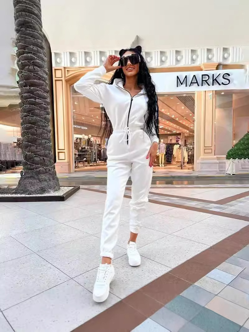 Picture of Cross-border Best Selling 2024 Amazon ebay Sports Casual Women's Clothing Hooded Rope Leg Jumpsuit suit