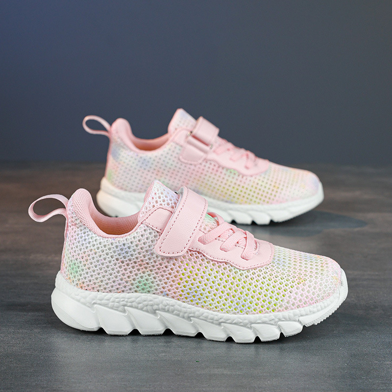 Children's Shoes 2025 Spring and Summer New Kidsren's Casual Fly-Knit Lightweight Velcro Sports Shoes Breathable Colorfulful Soft-Soled Mesh Shoes