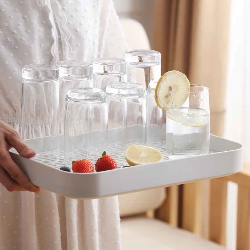 Picture of Creative Household Cup Drain Plate Double-layer Kitchen Fruit Plate Water Filter Tray Living Room Plastic Tea Cup Tea Plate