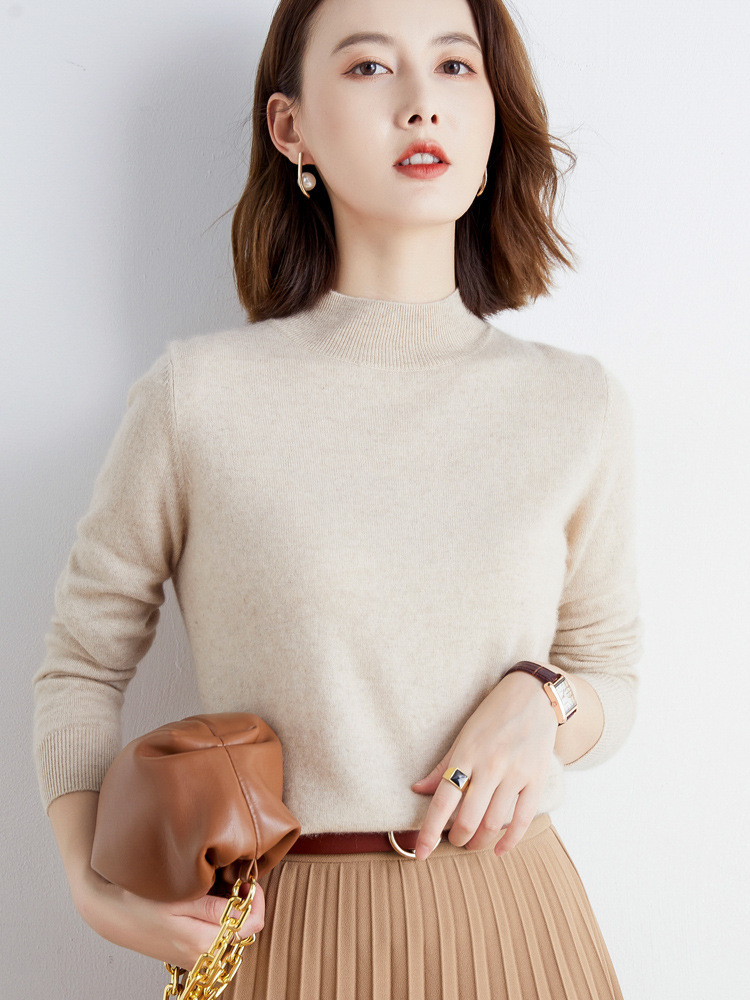 Picture of 2022 Spring and Autumn New Women's Loose Half-turtleneck Wool Knitwear Pullover Base Shirt Sweater