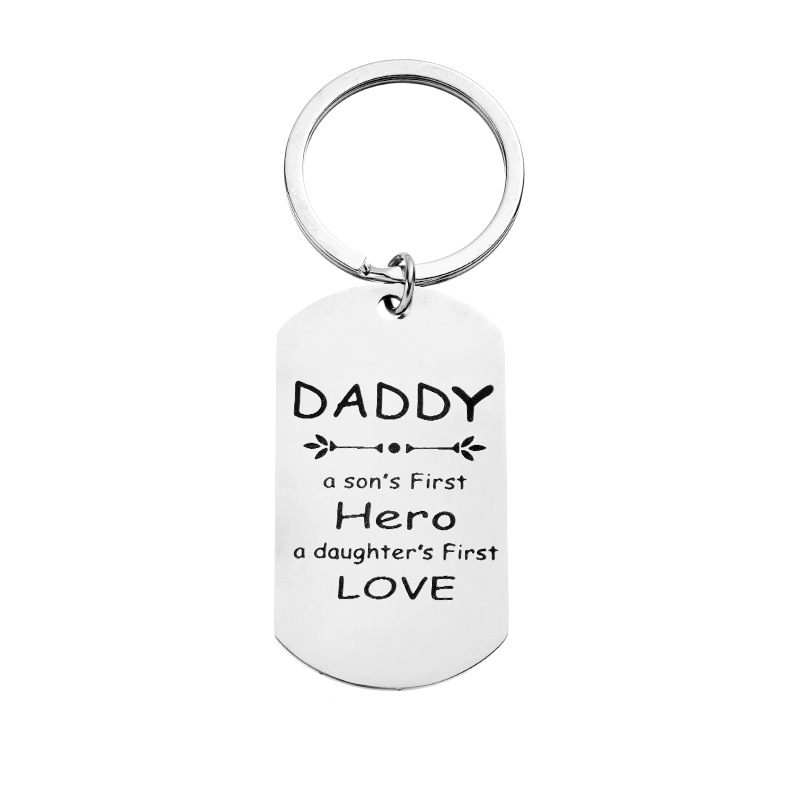 Father's Day Holiday Birthday Gift Daddy a Son's Firsthero Stainless Steel Keychain Wholesale