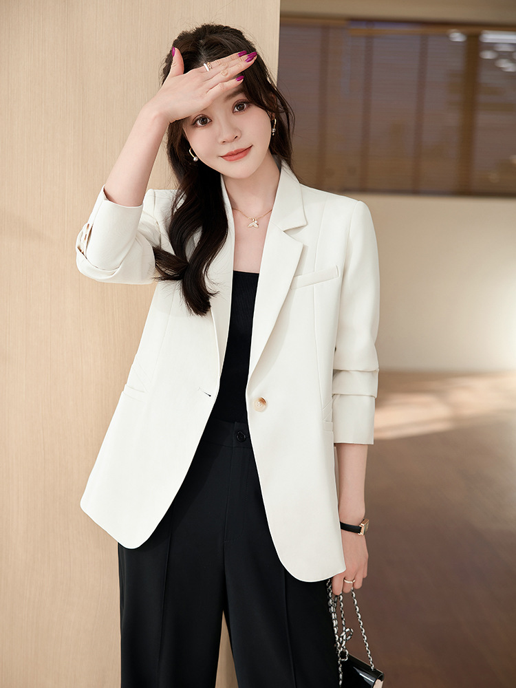 Picture of White suit jacket for women 2024 spring new small loose casual temperament high-grade small suit spring and summer