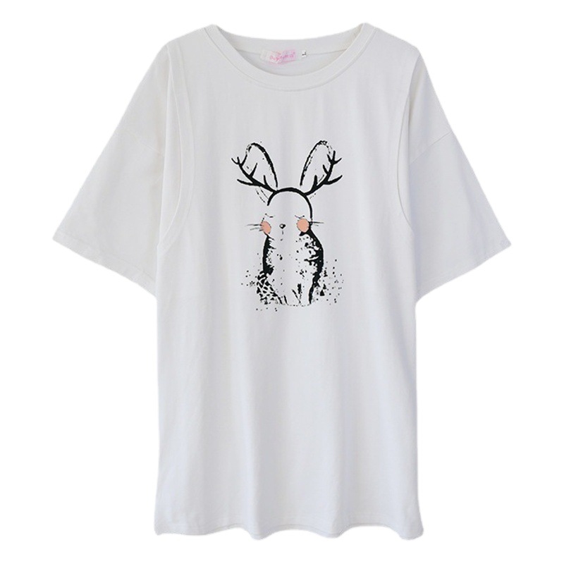 Nursing top short-sleeved T-shirt pregnant women's summer bottoming shirt pure cotton hot mom summer thin nursing clothes
